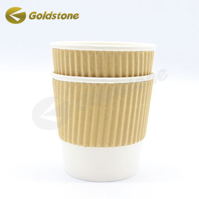 กระดาษเกรดอาหาร 350 มิลลิตร คราฟท์ คัพ Ripple ถ้วยพิมพ์ถ้วยกาแฟเพื่อความปลอดภัยยั่งยืน
