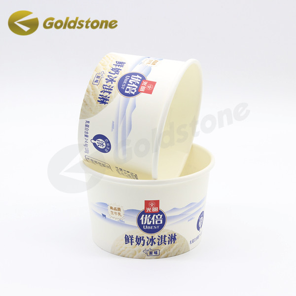 สไตล์สีสันปลอดภัย กระป๋องกระดาษไอศกรีมขนาดเล็ก 8 oz กระป๋องไอศกรีม ขาว 0