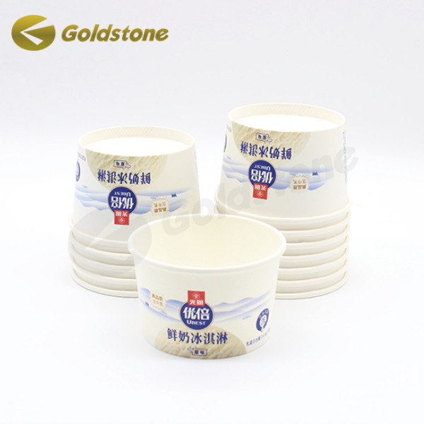 ถ้วยกระดาษไอศกรีมทองยั่งยืน ถ้วยกระดาษรีไซเคิลเกรดอาหาร 3.5 oz 2