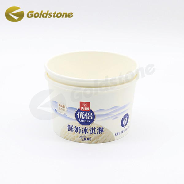 ถ้วยกระดาษไอศกรีมทองยั่งยืน ถ้วยกระดาษรีไซเคิลเกรดอาหาร 3.5 oz 1